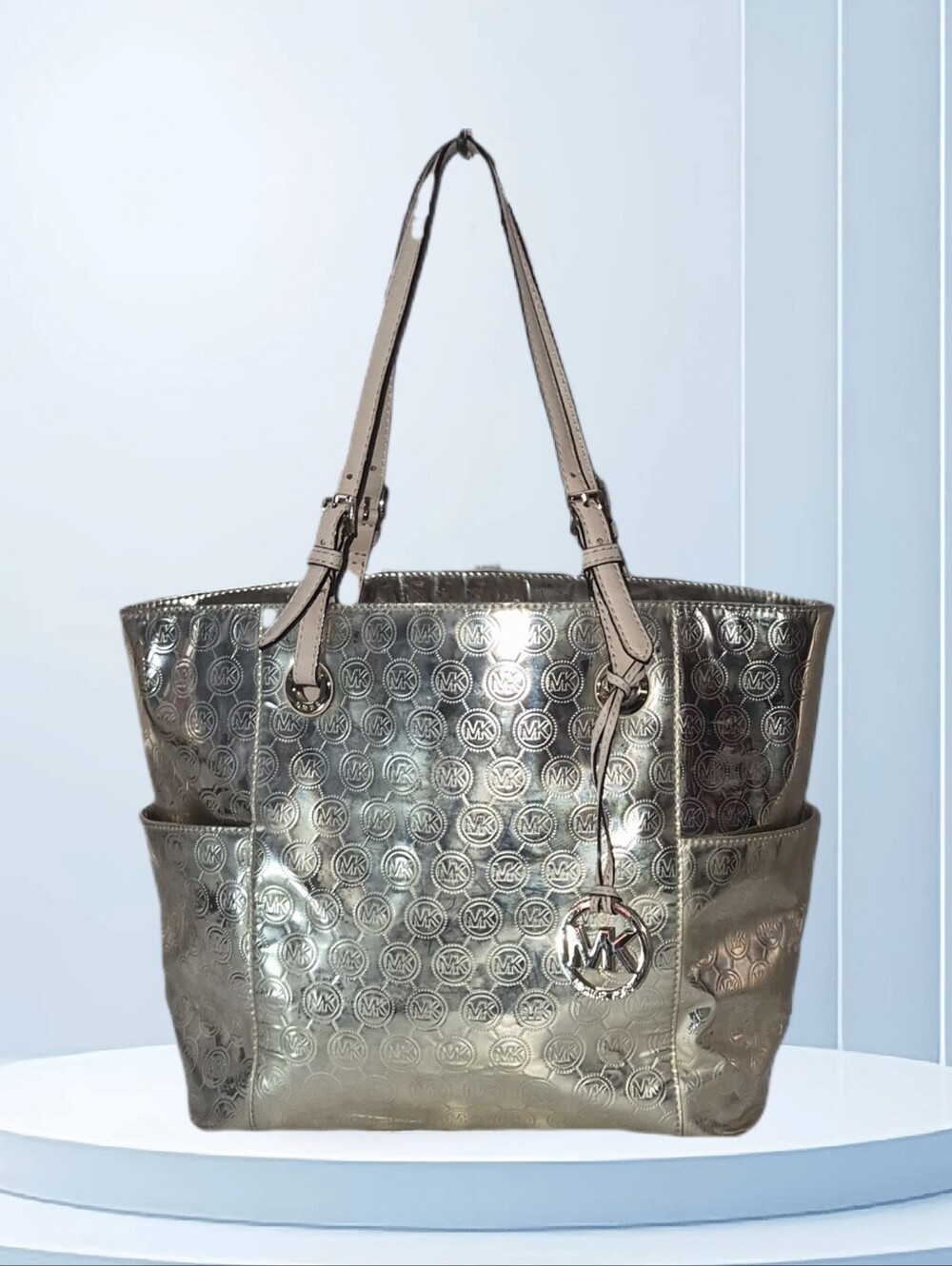 Michael Kors Jet Set mirror metallic tote Gold